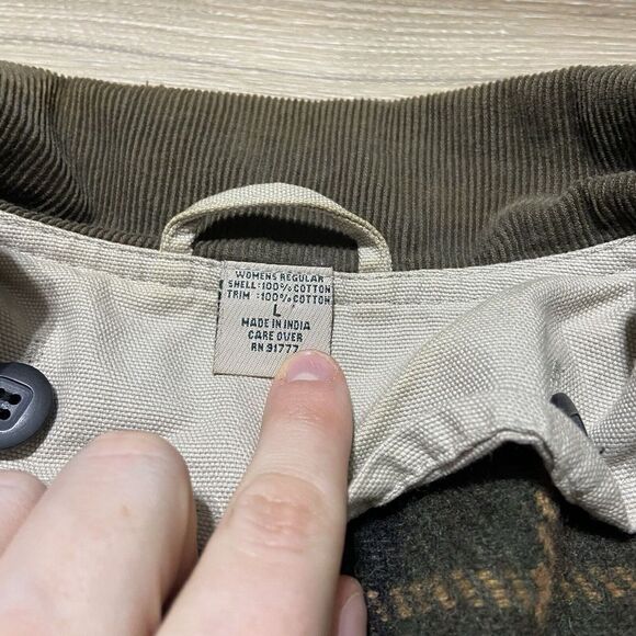 Vintage‎ Canvas Jacket Men's Large Blanket Lined Corduroy Collar Brown - Picture 3 of 8